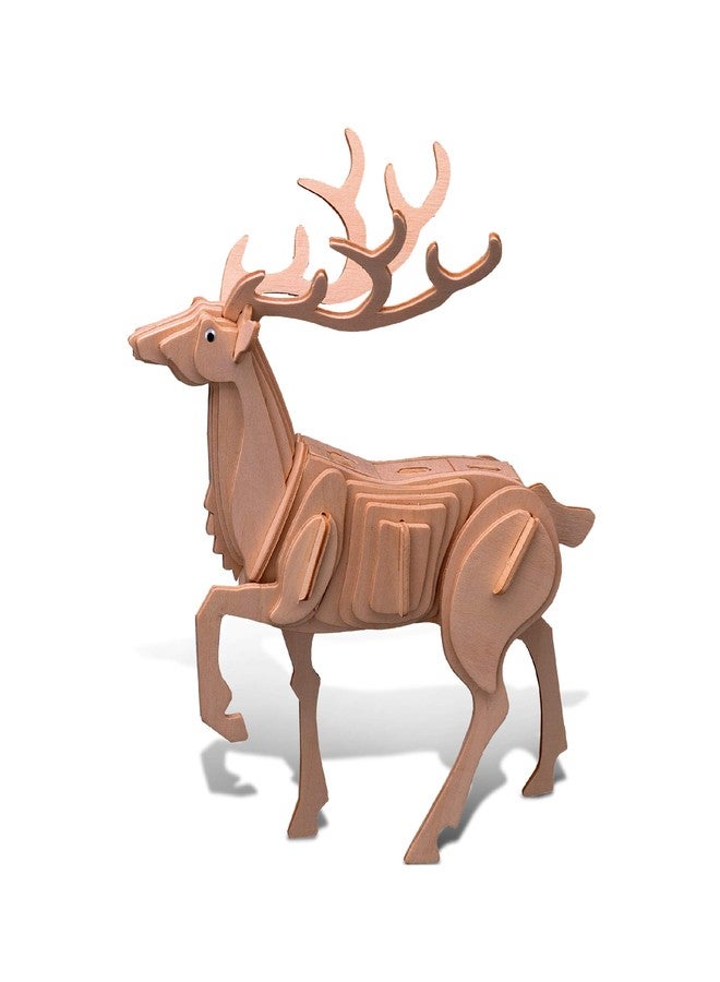 Puzzled 3D Puzzle Deer Wood Craft Construction Model Kit, Fun, Unique & Educational DIY Wooden Toy Assemble Model Unfinished Crafting Hobby Puzzle to Build & Paint for Decoration 38 Pieces Pack - Image 1